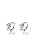 Oorbellen ring kruis zilver