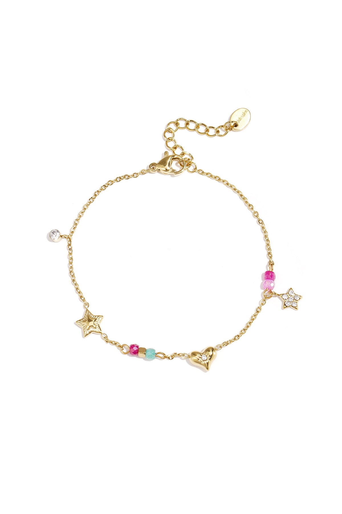 Armband hartje en sterretjes goud