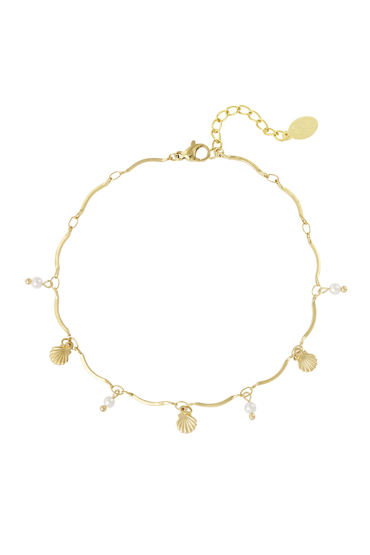 Enkelbandje met schelpjes goud