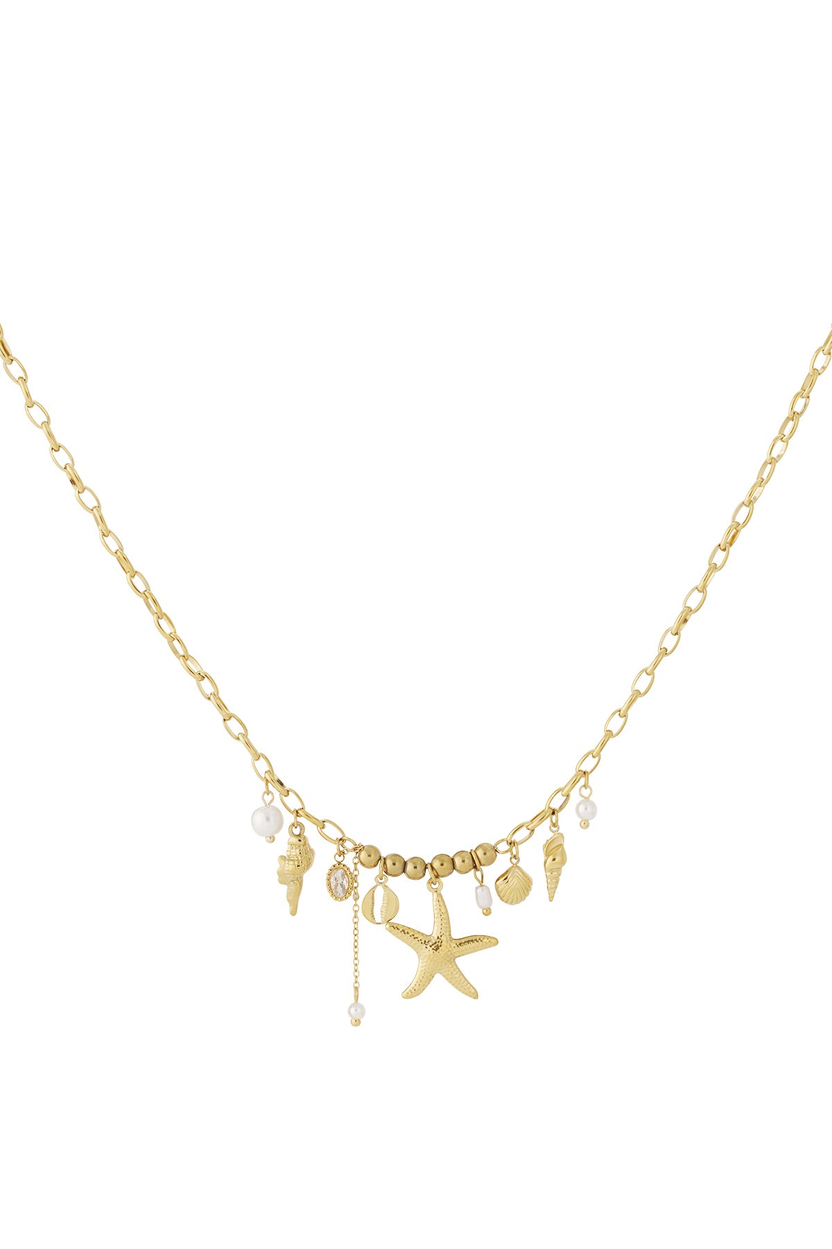 Ketting met ster en schelpen goud