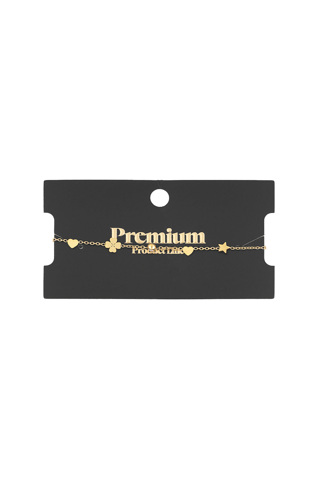 Armband bloem, ster en hartjes goud