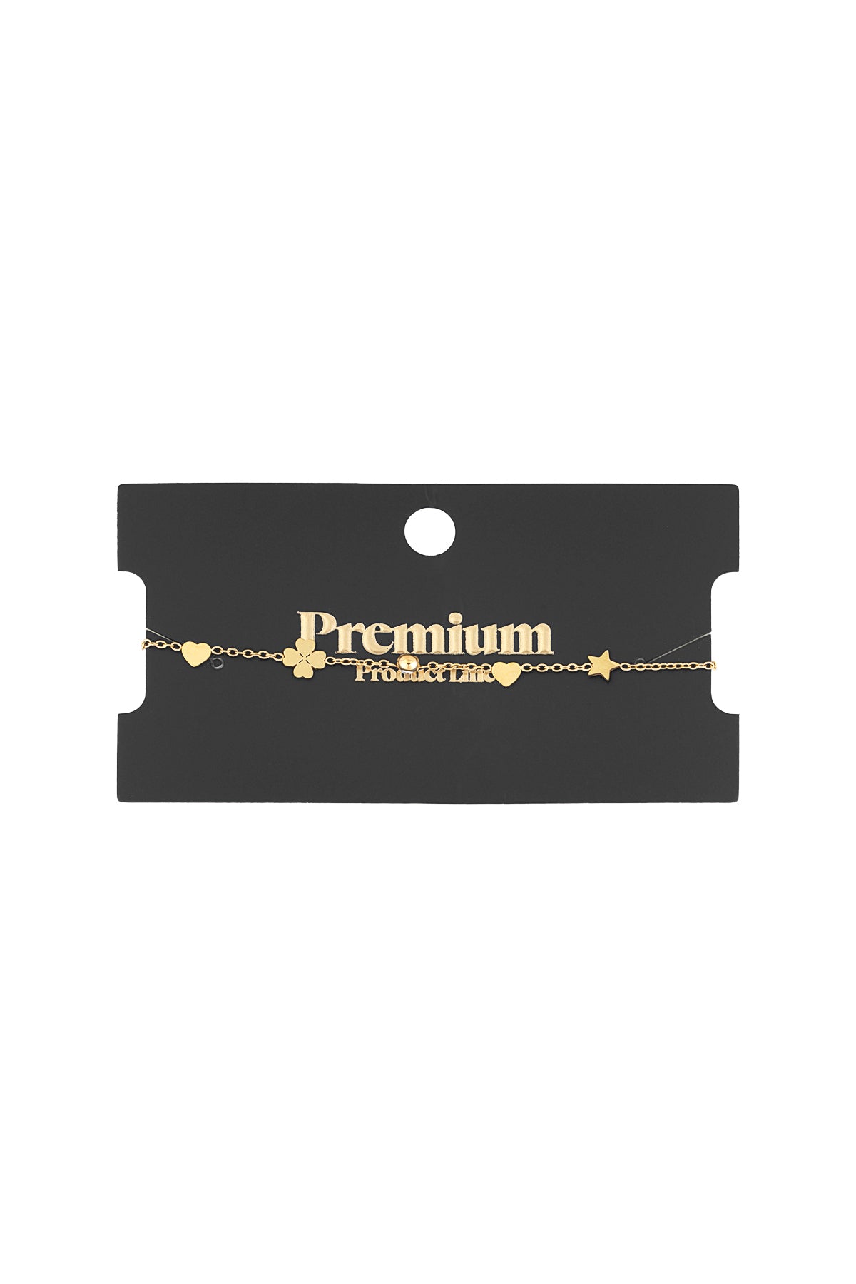 Armband bloem, ster en hartjes goud