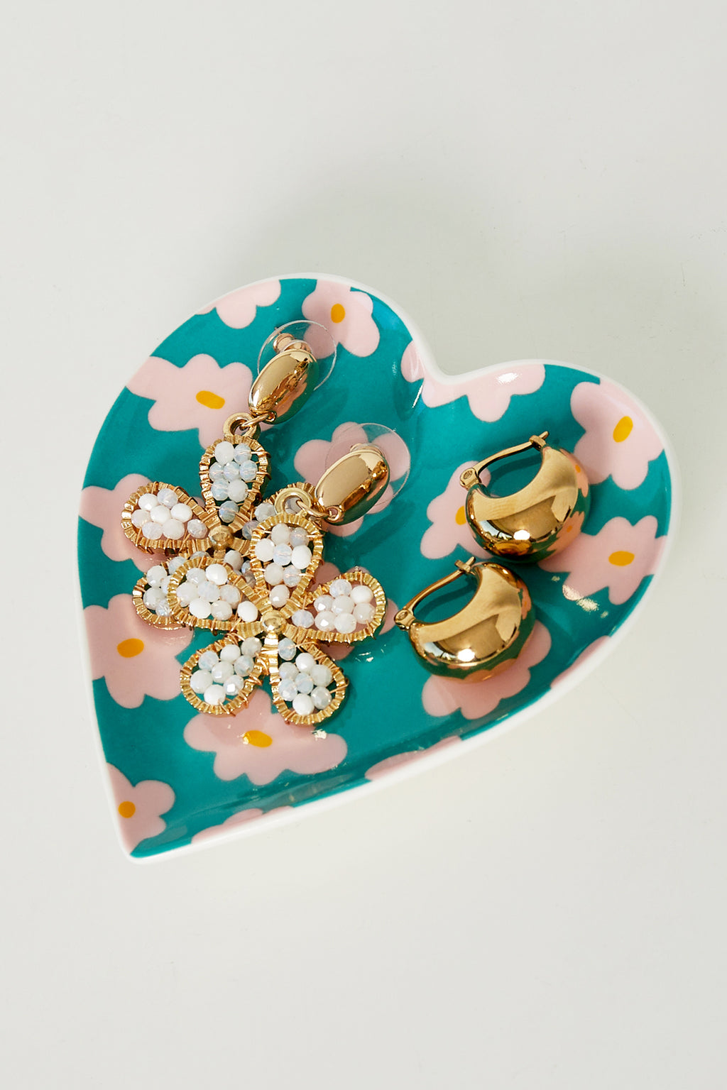 Sieradenschaaltje hart met bloemetjes