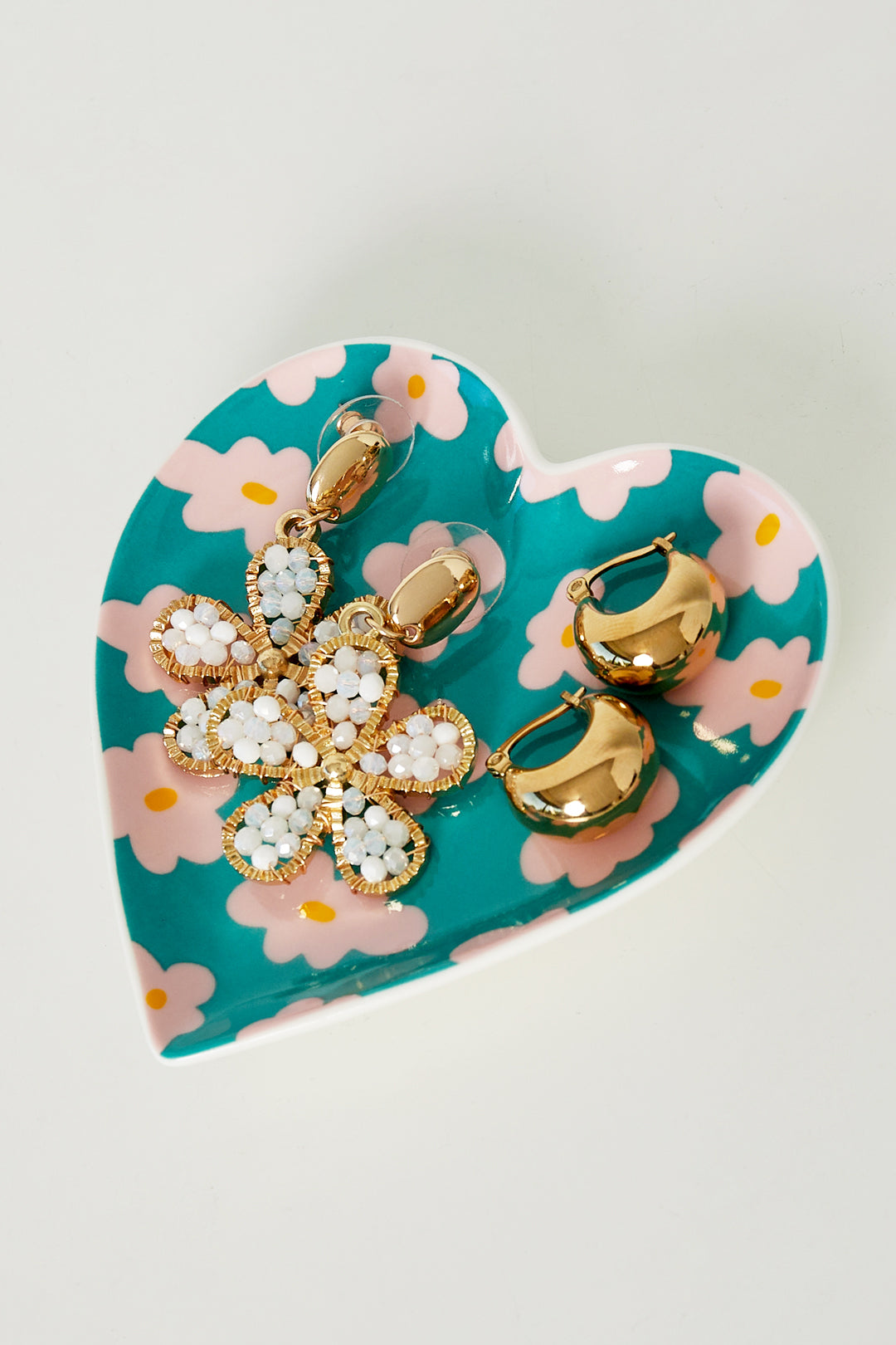 Sieradenschaaltje hart met bloemetjes