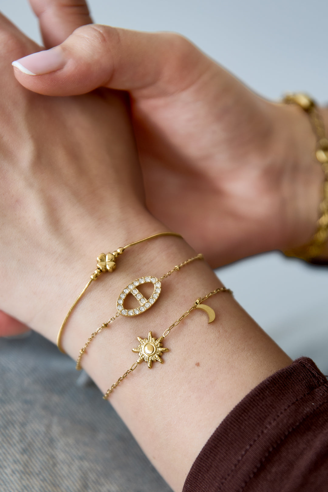 Armband met ster en maan goud