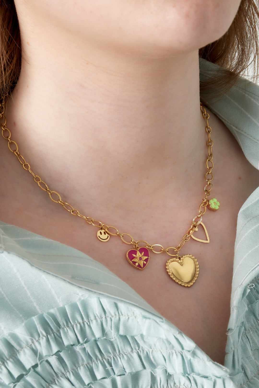 Ketting met hartjes goud