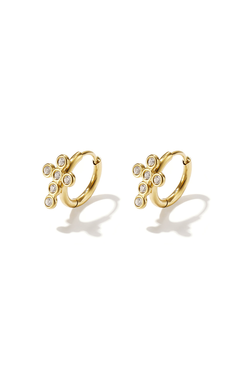 Oorbellen ring kruis goud