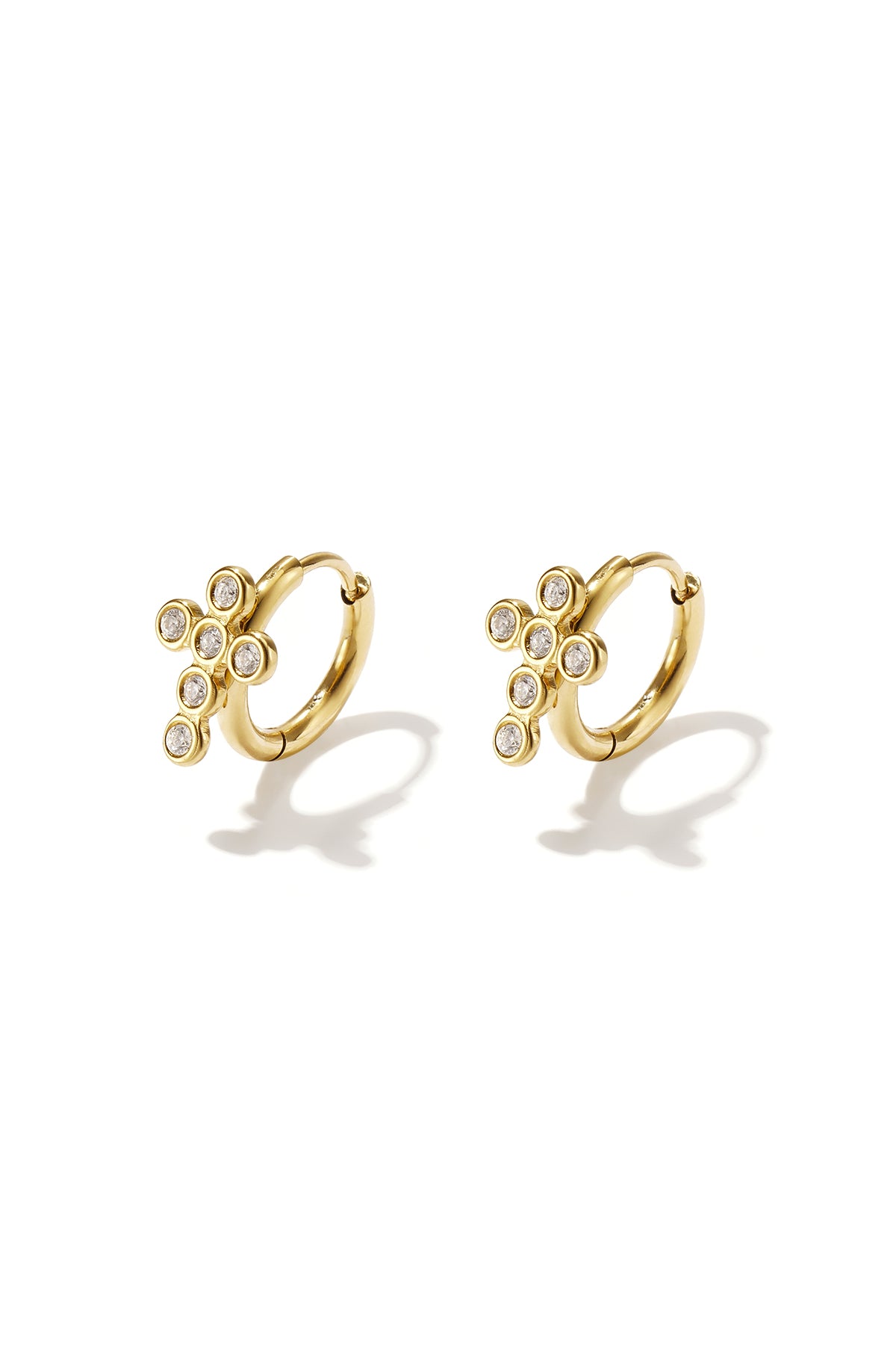 Oorbellen ring kruis goud