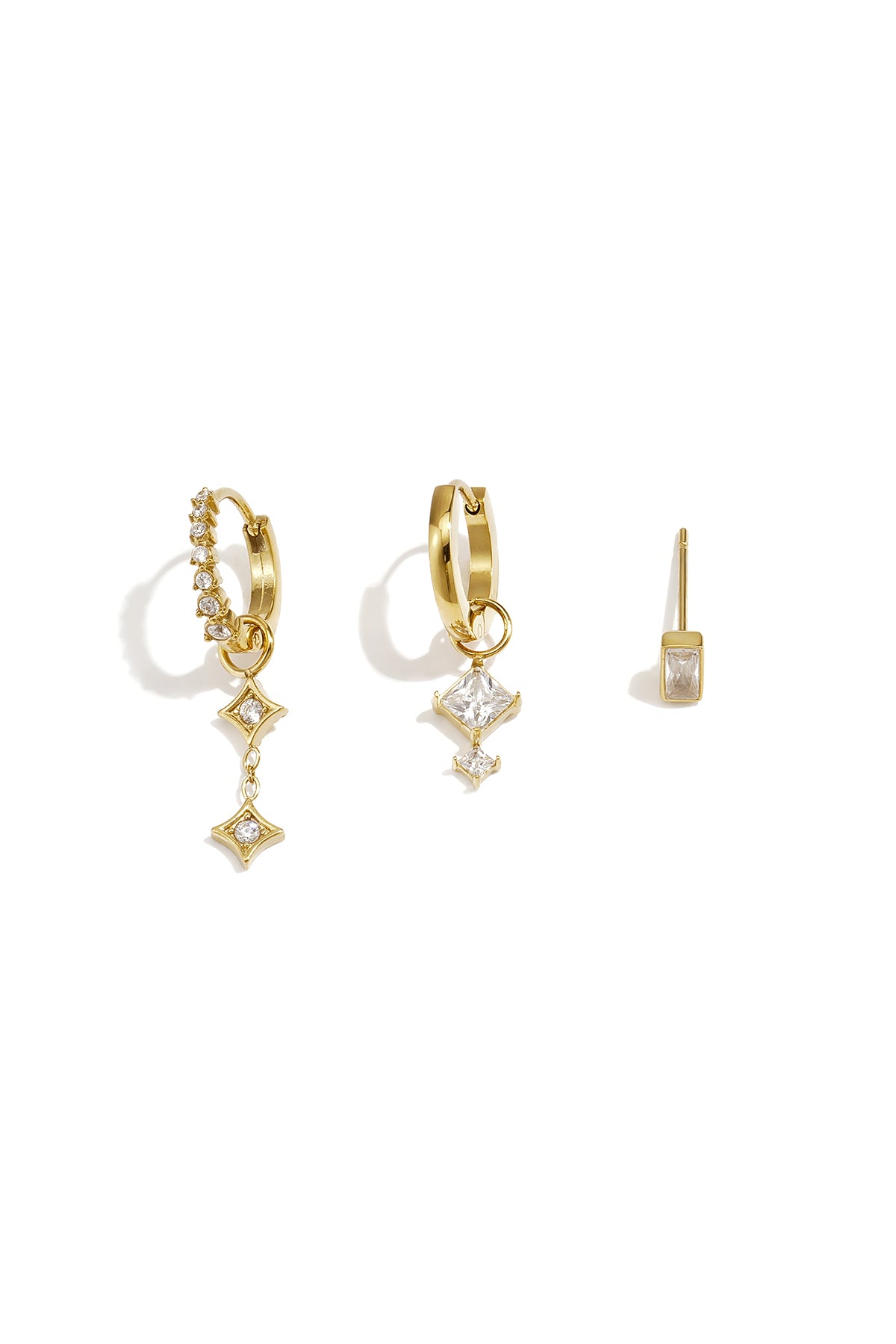 Oorbellen set van 3 goud