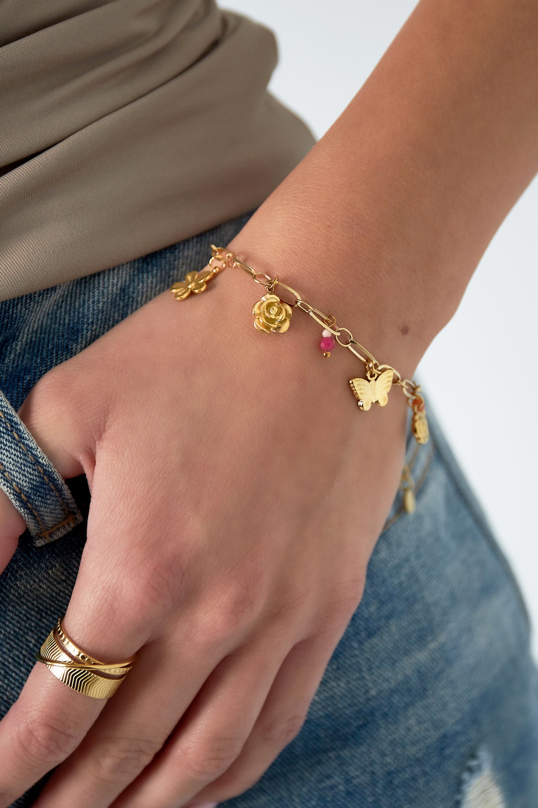 Armband met bedels goud