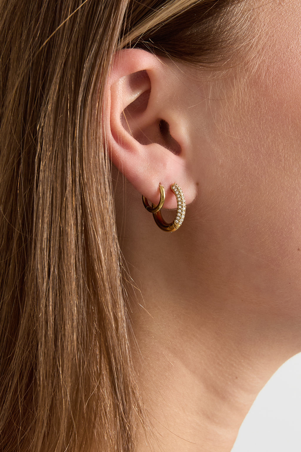 Oorbellen ring steentjes goud