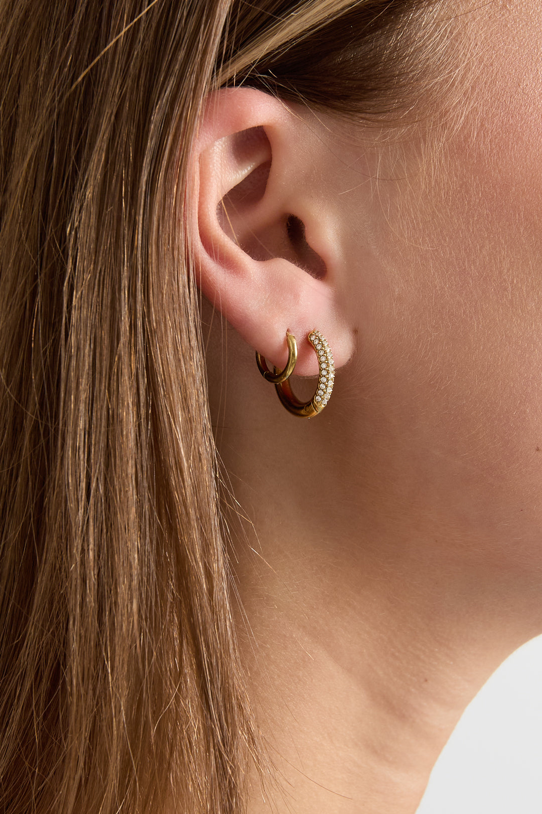 Oorbellen ring steentjes goud