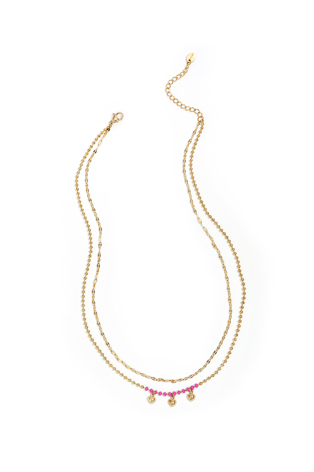 Ketting met hartjes dubbel goud