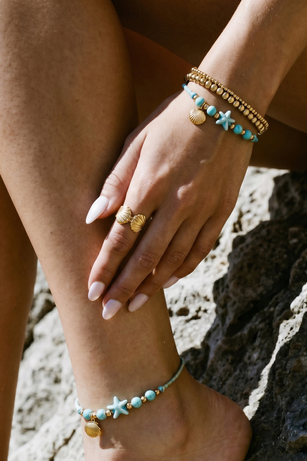 Armband van touw met ster en kralen