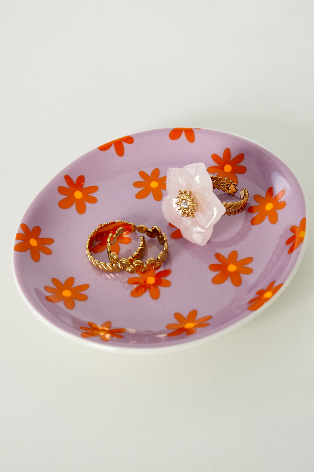 Sieradenschaaltje rond met bloemetjes