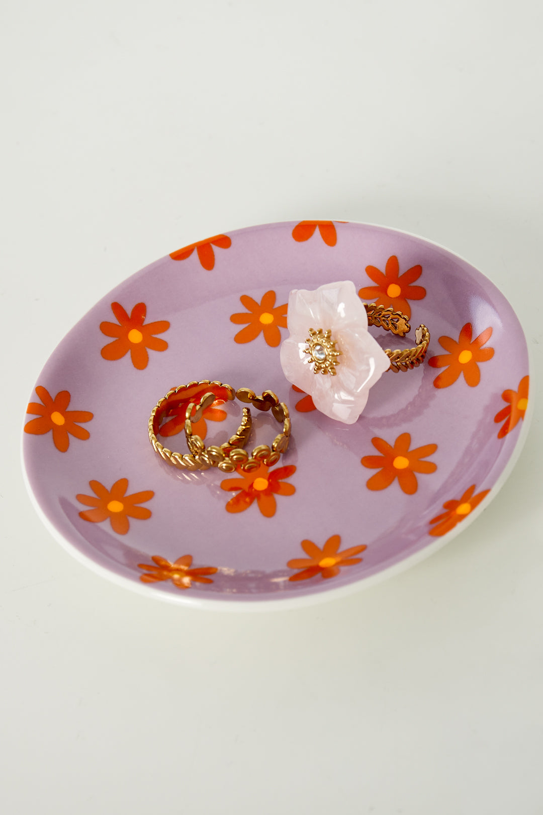 Sieradenschaaltje rond met bloemetjes