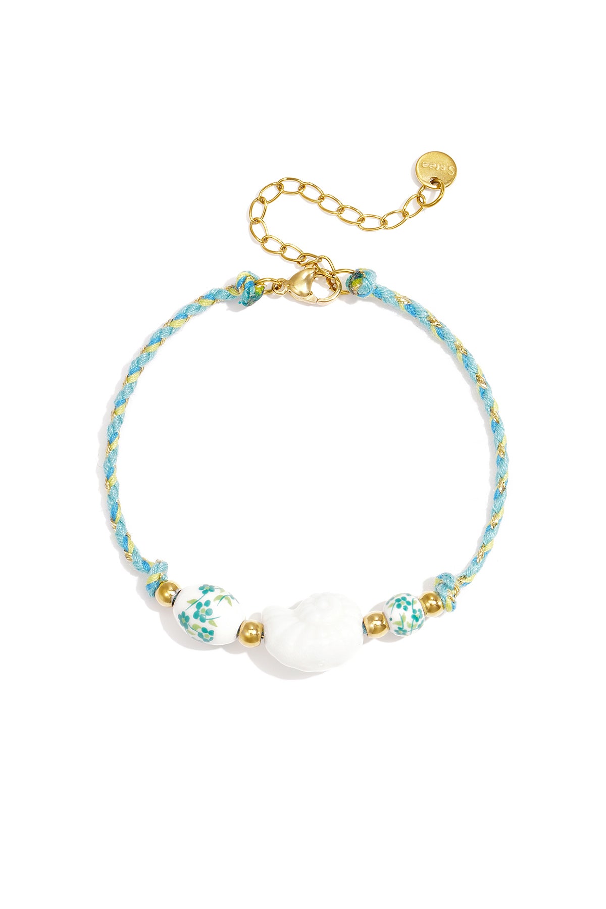 Armband van touw met schelp en kralen