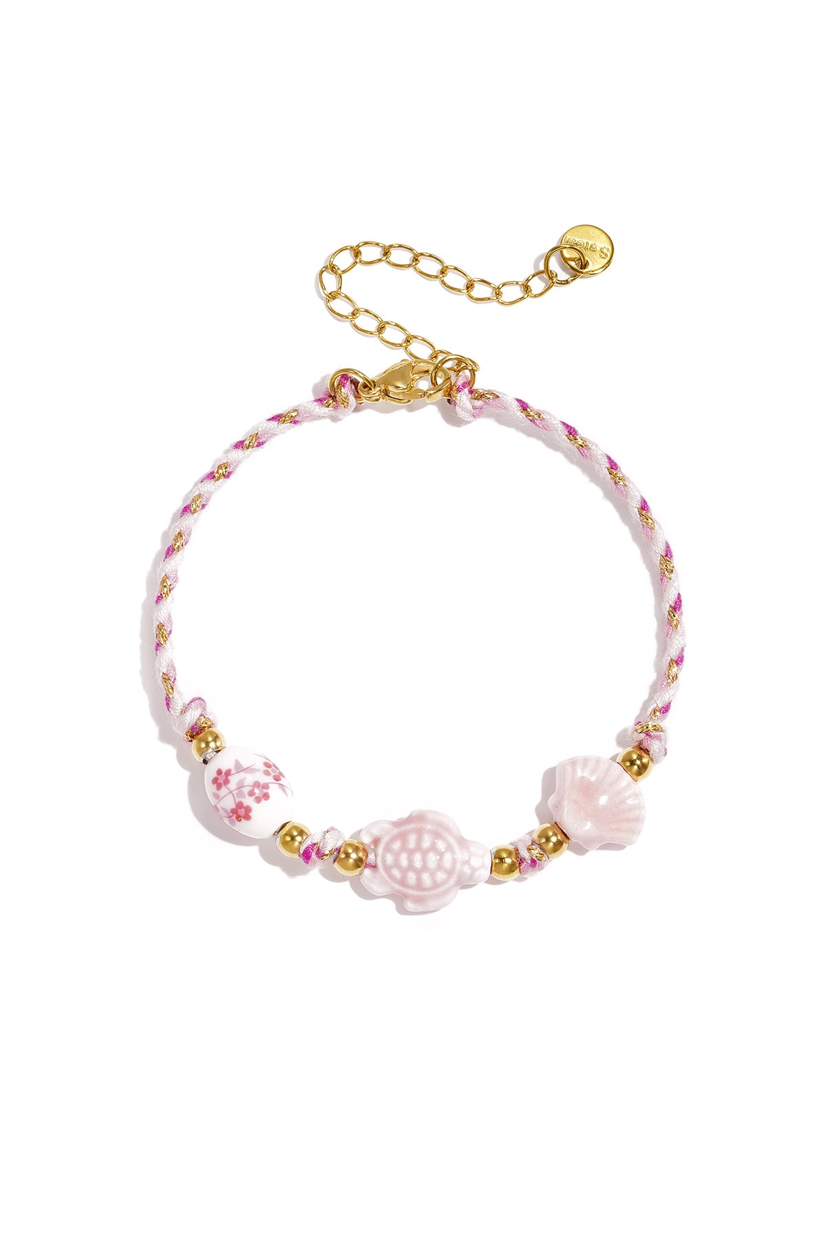 Armband van touw met schildpad en kralen