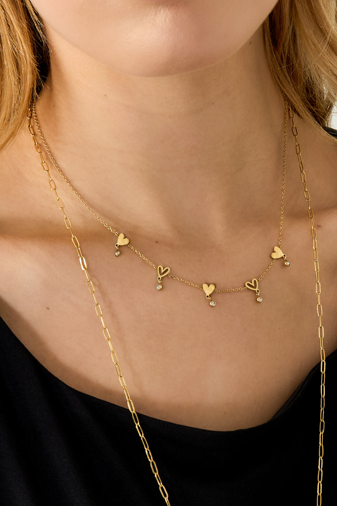 Ketting met hartjes goud