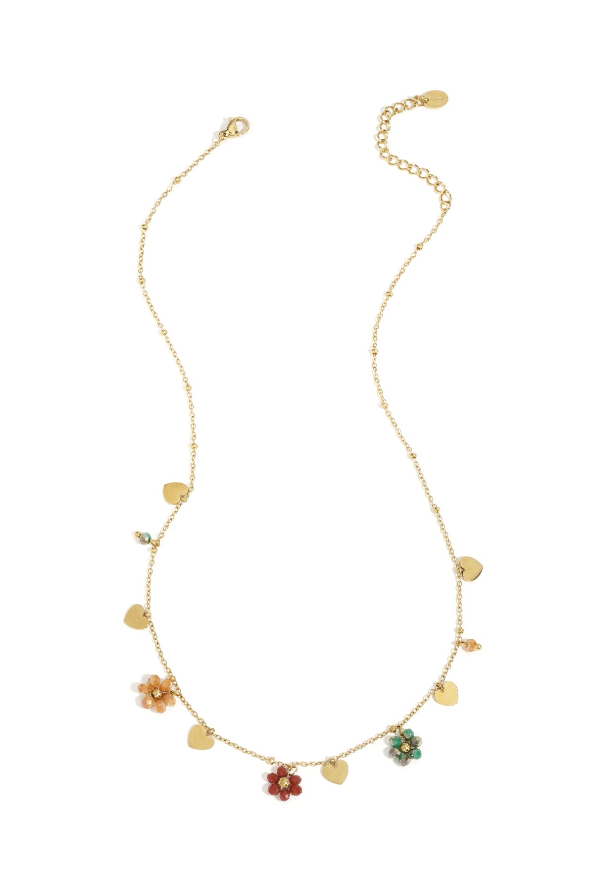 Ketting met bloemen en hartjes