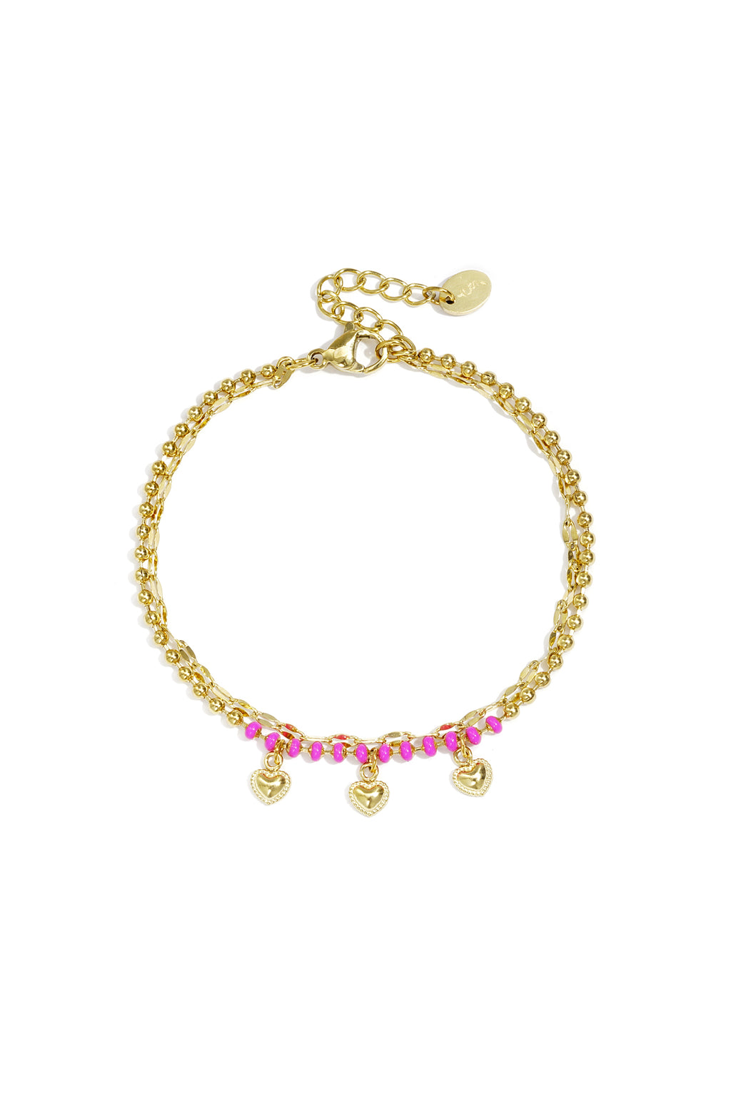 Armband met hartjes dubbel goud