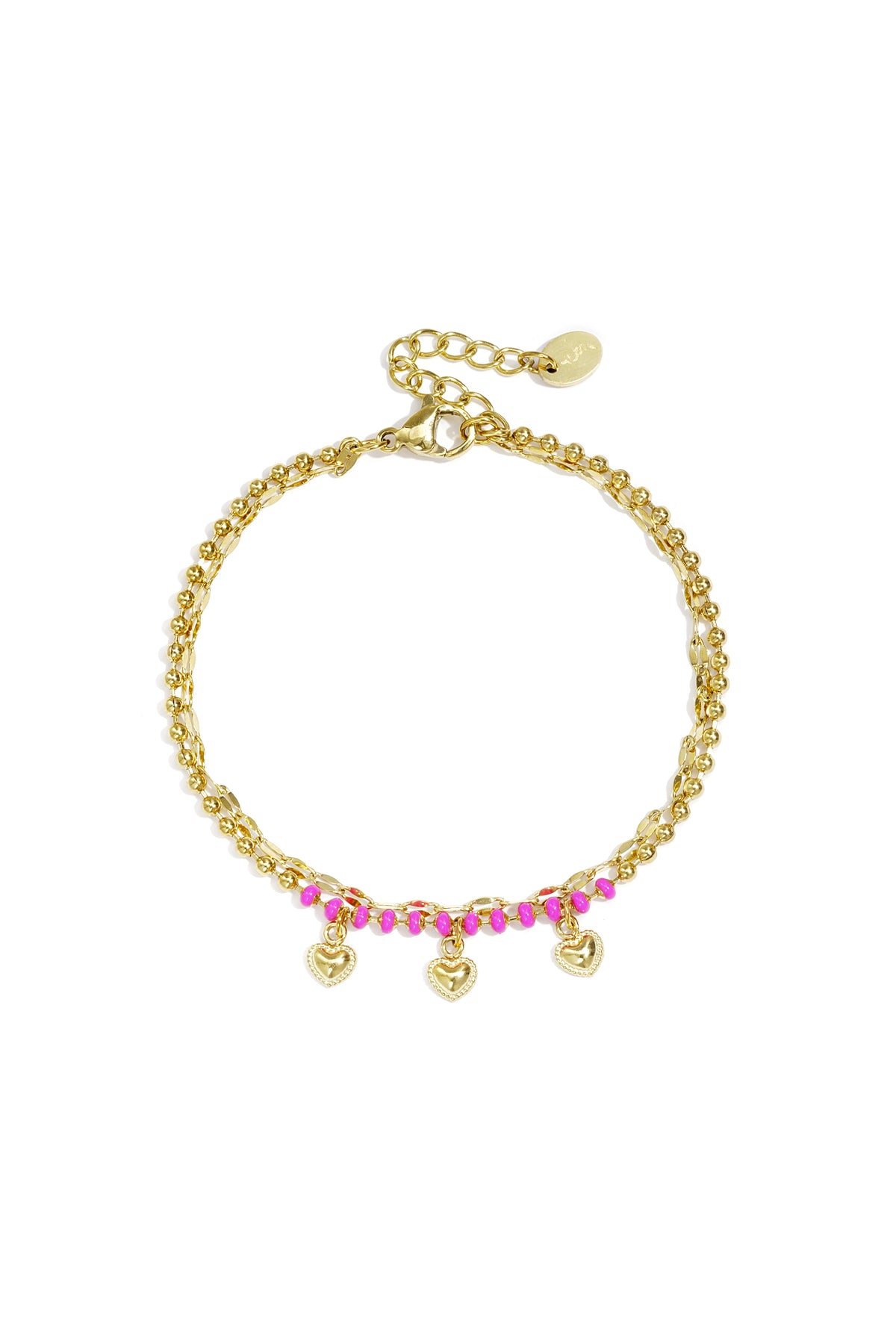 Armband met hartjes dubbel goud