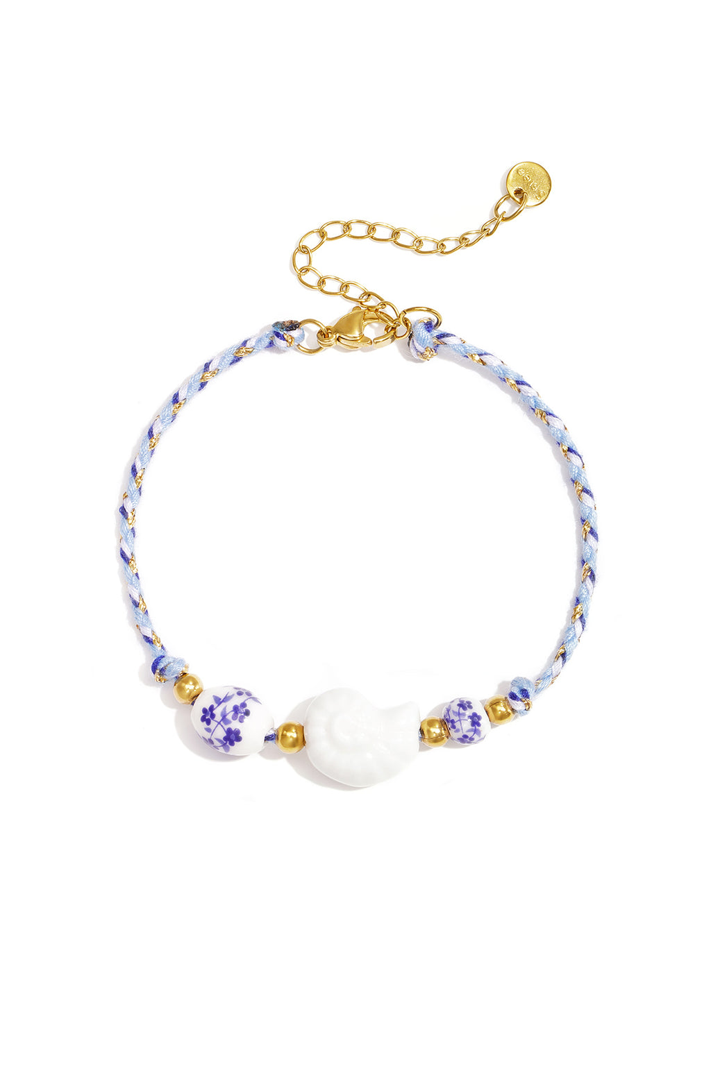 Armband van touw met schelp en kralen