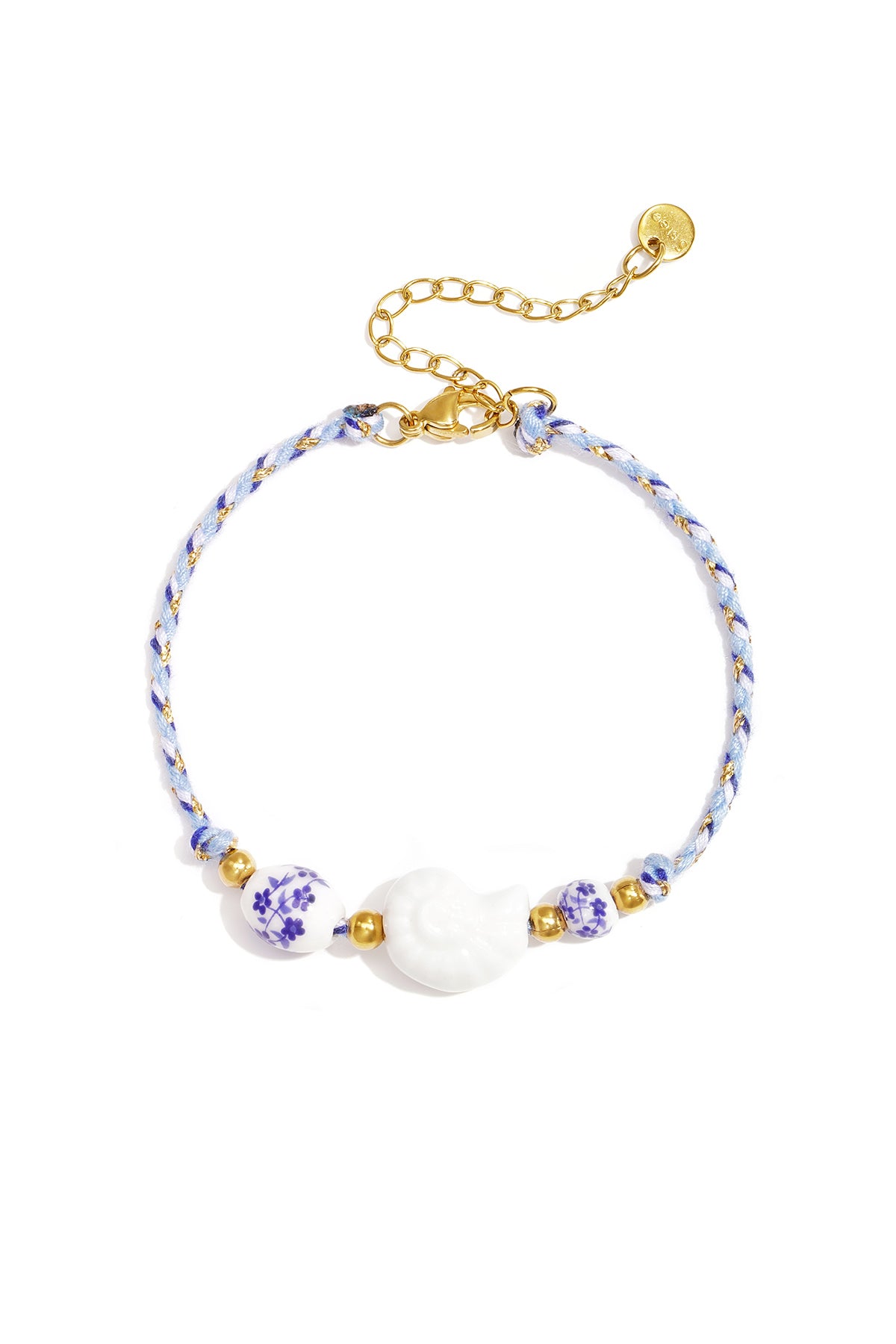 Armband van touw met schelp en kralen