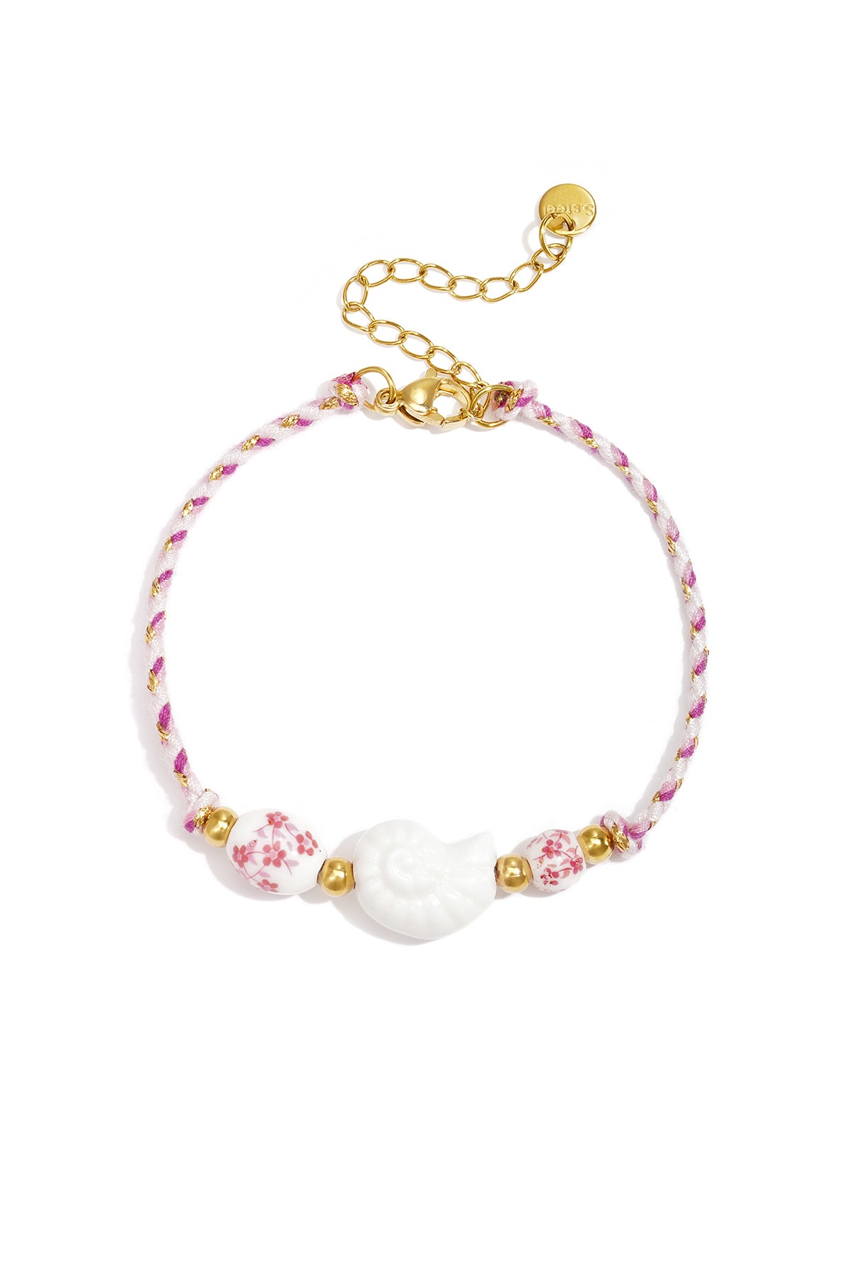 Armband van touw met schelp en kralen
